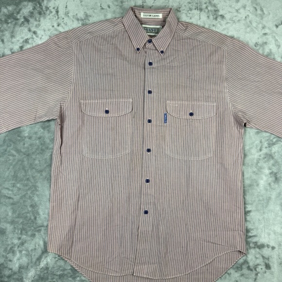 Levi's Shirt Vintage 90s Silver Label striped short-sleeve button-down Size M - Picture 2 of 7
